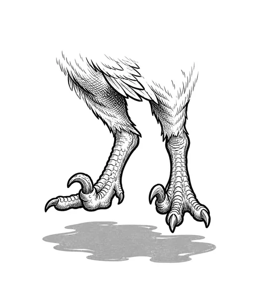 A small dinosaur's bare scaled feet stopped on the dry side of a patch of water.