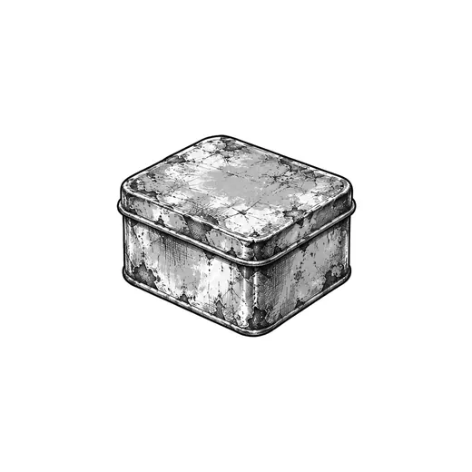 A small closed metal seed tin with a scuffed plain lid.