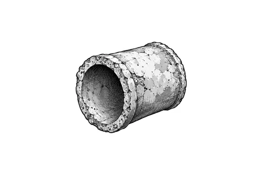 A short concrete culvert pipe with a thick chipped rim.