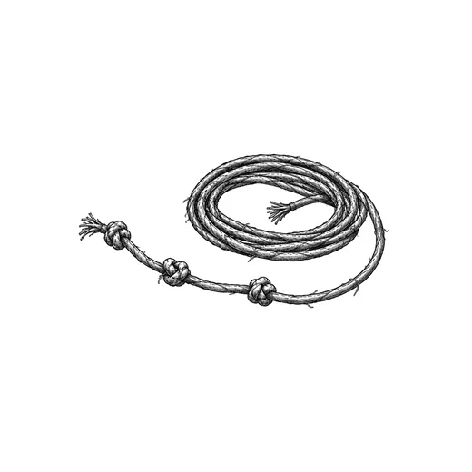 A coiled measuring cord with spaced knots along its loose end.