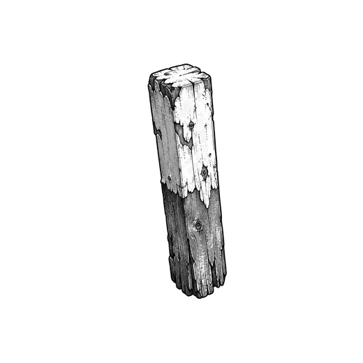 A chipped white roadside marker post.