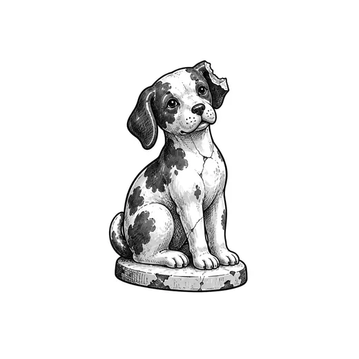 A small china dog ornament with a chip in one ear.