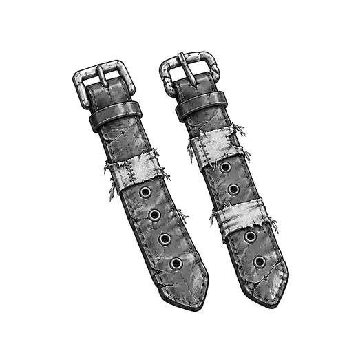 Two broad hauling straps repaired with canvas patches.