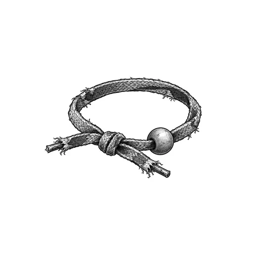 A bootlace bracelet threaded with one round bead.