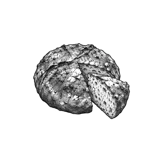 A round of rustic honey bread with a wedge cut to show the crumb.