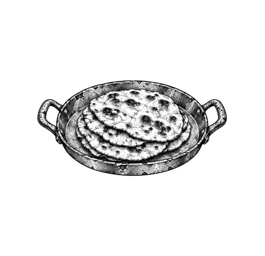 A tray of freshly baked flatbread.