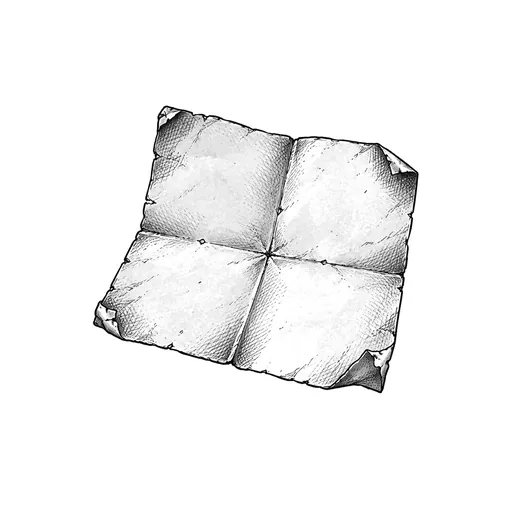 A worn sheet of paper with two soft folds.
