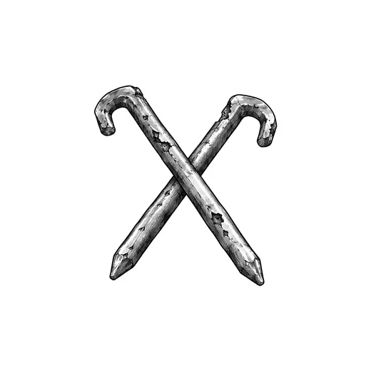 Two worn tent pegs.